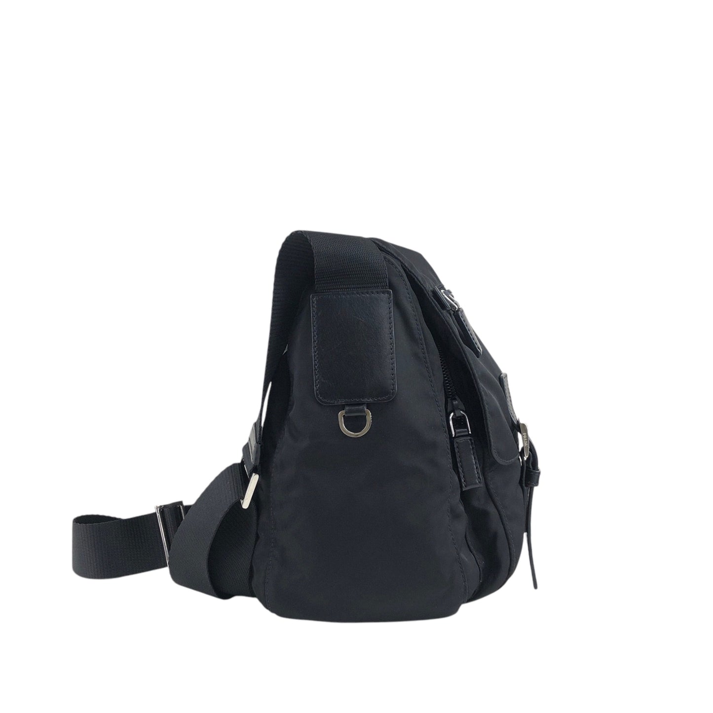 PRADA Tessuto Triangle Logo Shoulder bag Black Vintage zrh5tr