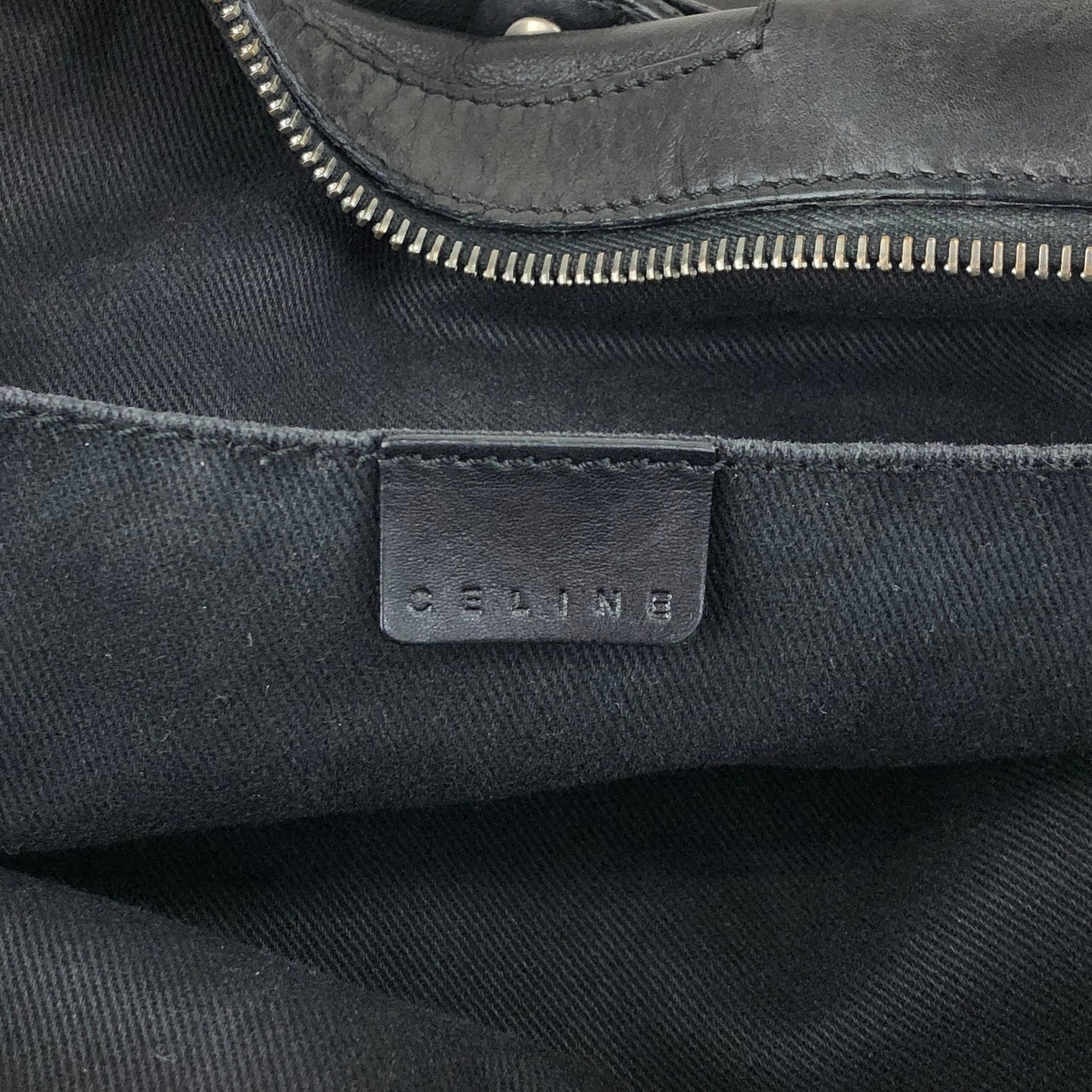 CELINE Triomphe Logo Handbag Black Vintage 5y5pjn