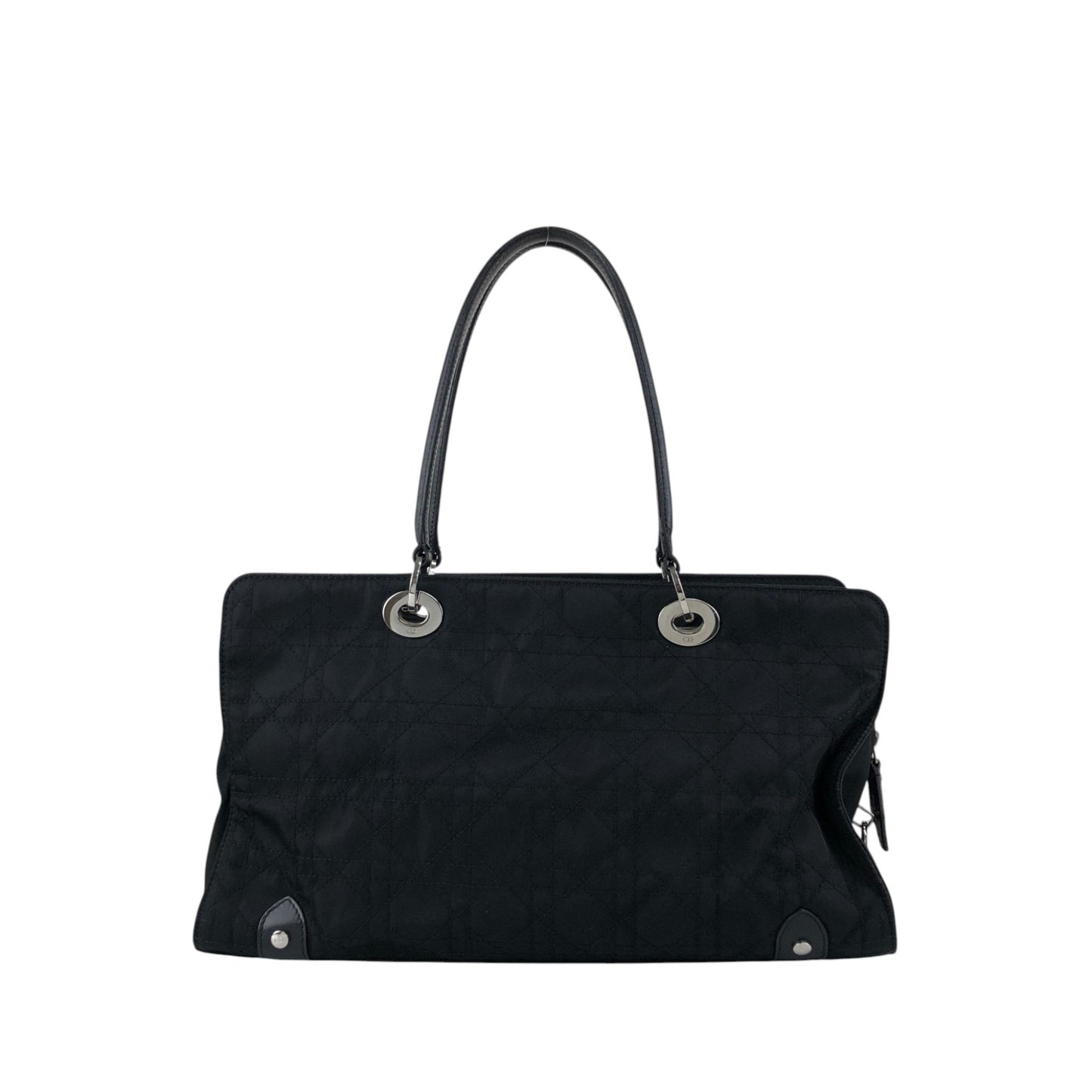 Christian Dior Cannage Logo Charm Handbag Black Vintage bceacw
