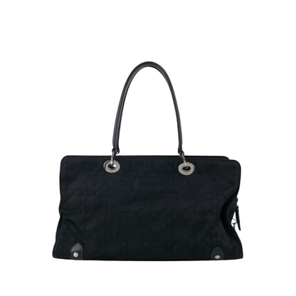 Christian Dior Cannage Logo Charm Handbag Black Vintage bceacw