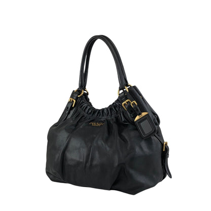 PRADA Logo Shoulder bag Hobobag Black Vintage k2n6cf