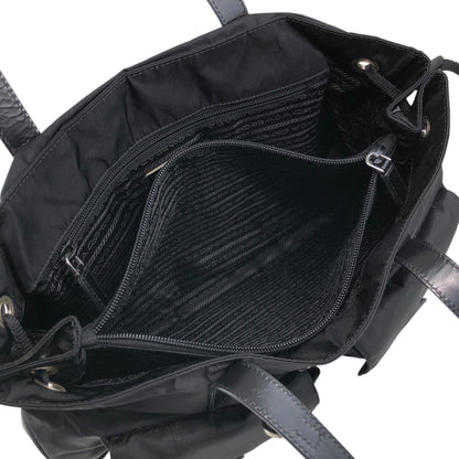 PRADA Tessuto Triangle logo Double Pocket Totebag Black Vintage xrhmgf