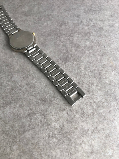 Yves Saint Laurent YSL Logo Quartz Watch Silver×Gold Vintage ymydvs