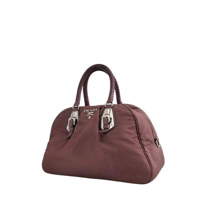 PRADA Logo Handbag Boston bag Brown Vintage 4x2uwa