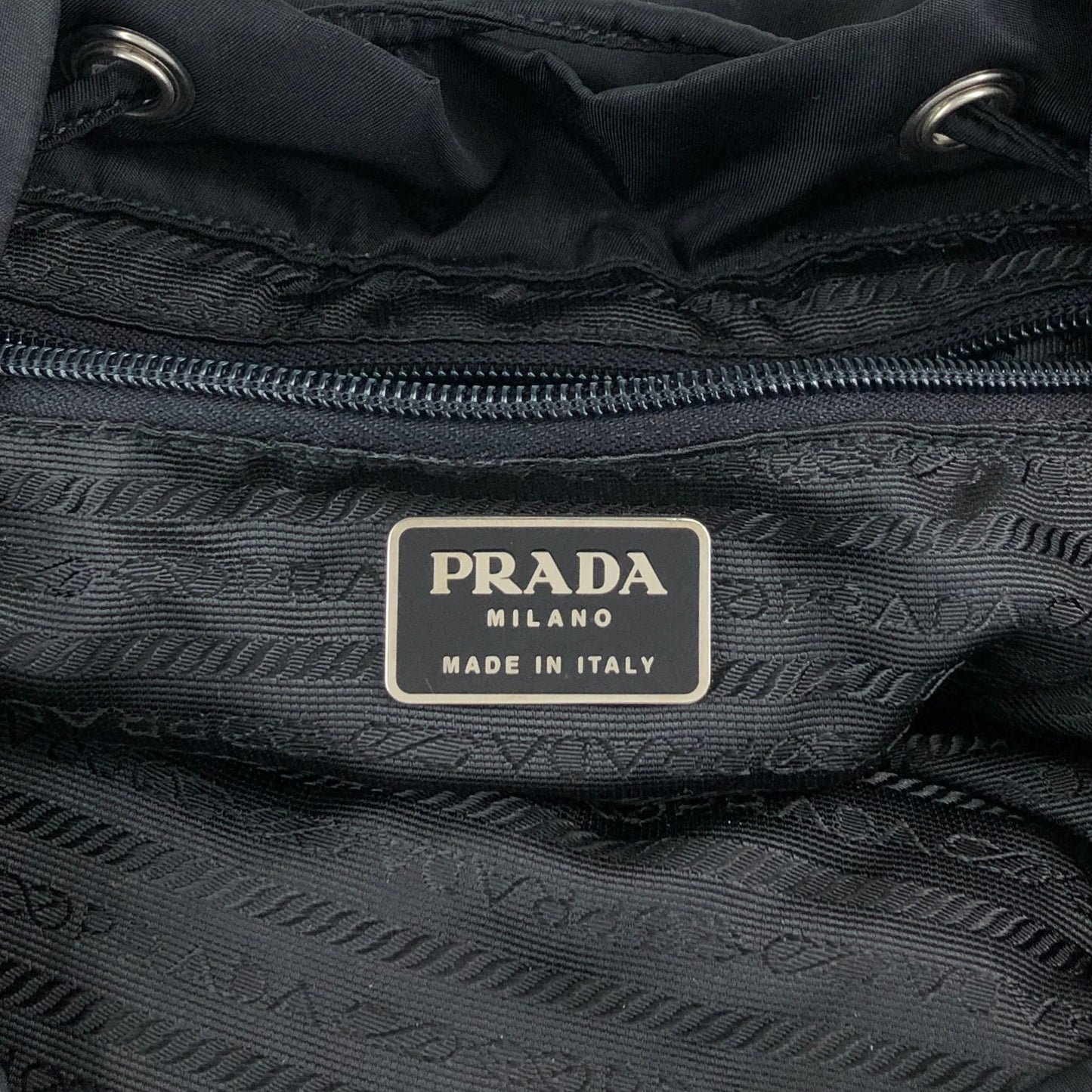 PRADA Tessuto Triangle Logo Front Buckle Double Pocket Backpack Black Vintage mkvbvj