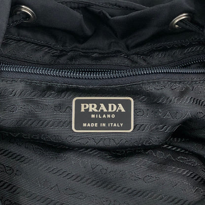 PRADA Tessuto Triangle Logo Front Buckle Double Pocket Backpack Black Vintage mkvbvj