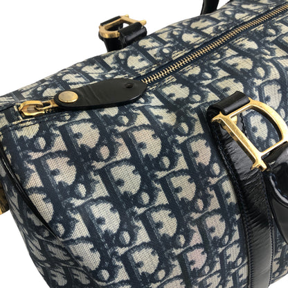 Christian Dior Trotter 掛鎖漆面手柄手提包波士頓包海軍藍復古 em4wmx 