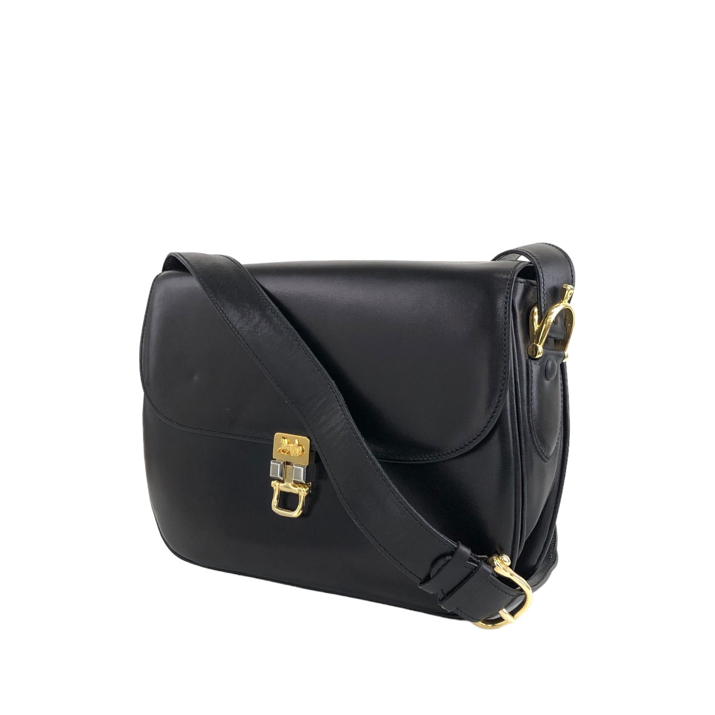 CELINE Horse Carriage Shoulder bag Black Vintage yifsp8