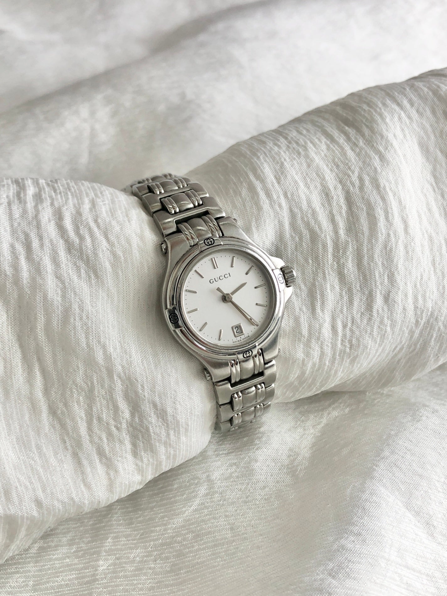 GUCCI GG Watch Silver 9040L Vintage 8xaiw7