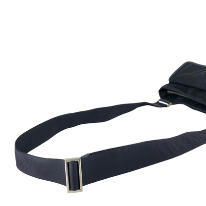 PRADA Logo Front Buckle Shoulder bag Navy Vintage eiigp4