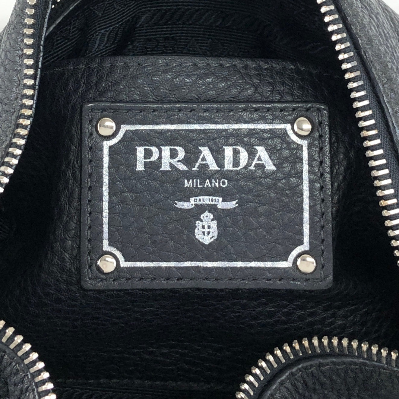 PRADA Logo Shoulder bag Hobobag Black Vintage 3hyfab