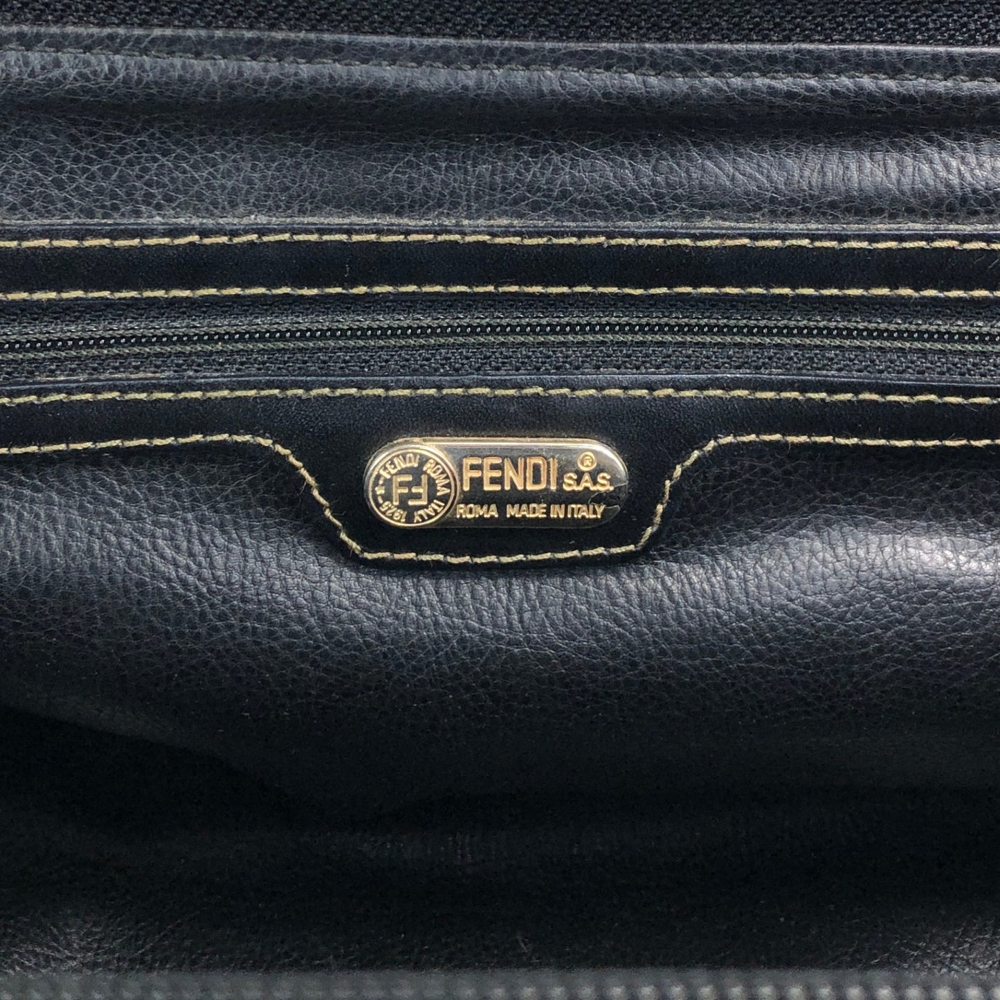 FENDI Zucca Logo Small Boston bag Handbag Black Vintage cf6xpb