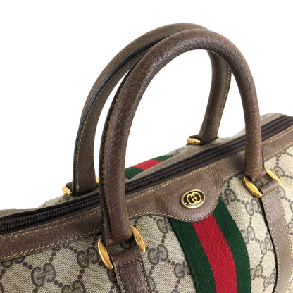 GUCCI GG Pattern Sherry Line Boston bag Handbag Brown Vintage 7mmabp