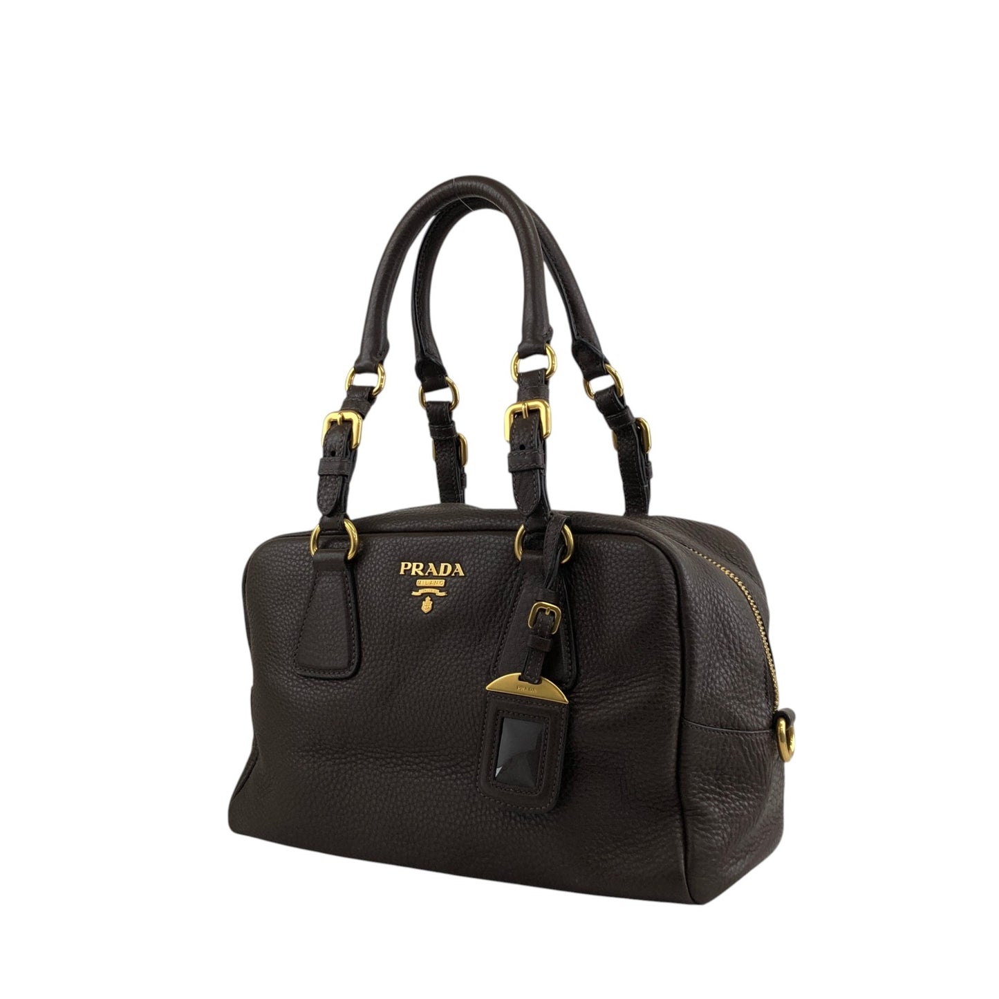 PRADA Logo Handbag Shoulder bag Brown Vintage wddeyg