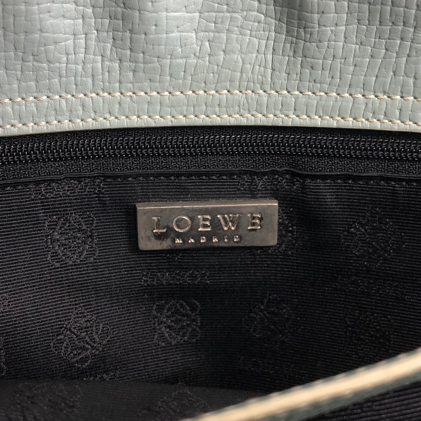 LOEWE Logo Embossed Handbag Light Blue Vintage htyeej