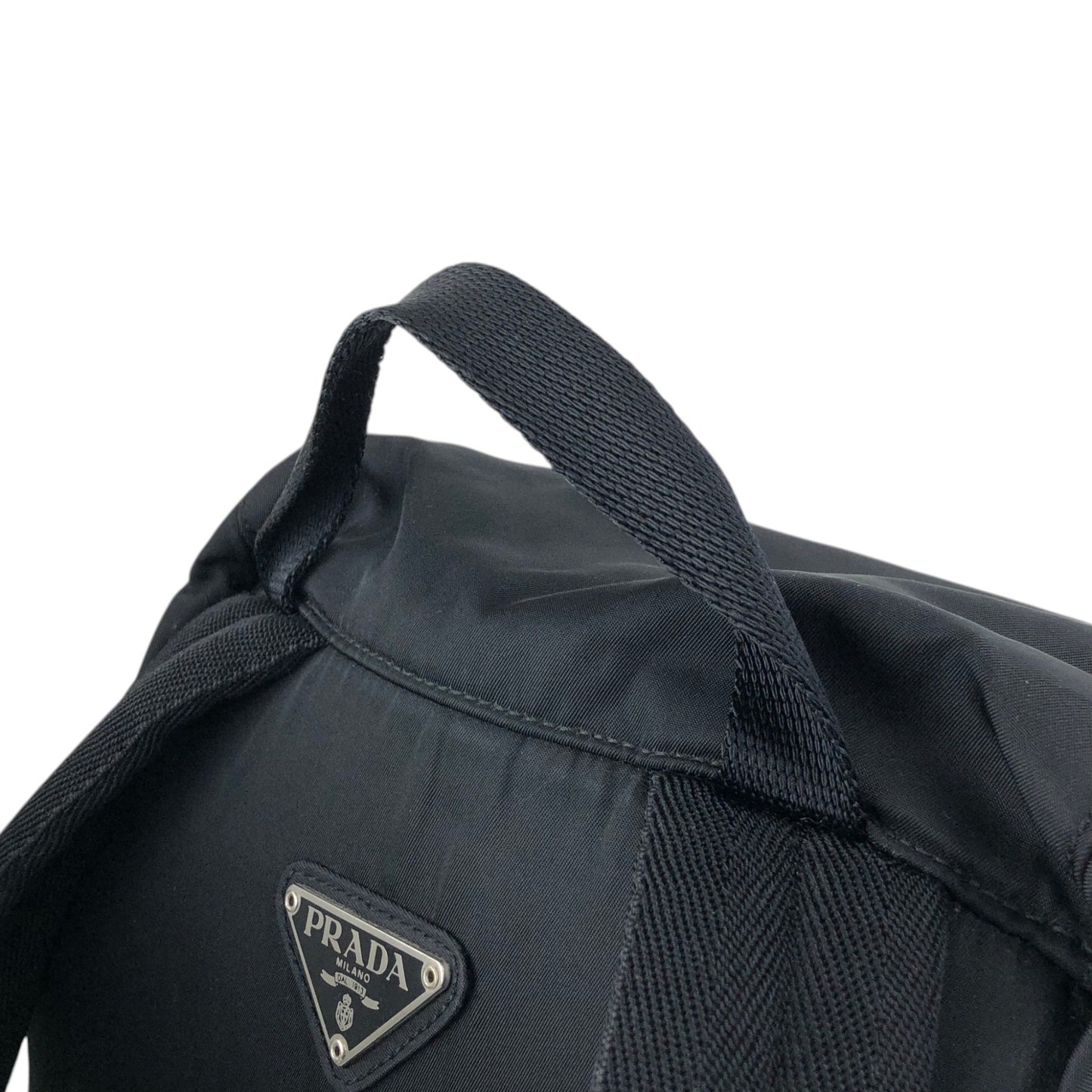 PRADA Tessuto Triangle Logo Backpack Black Vintage cdmpeg