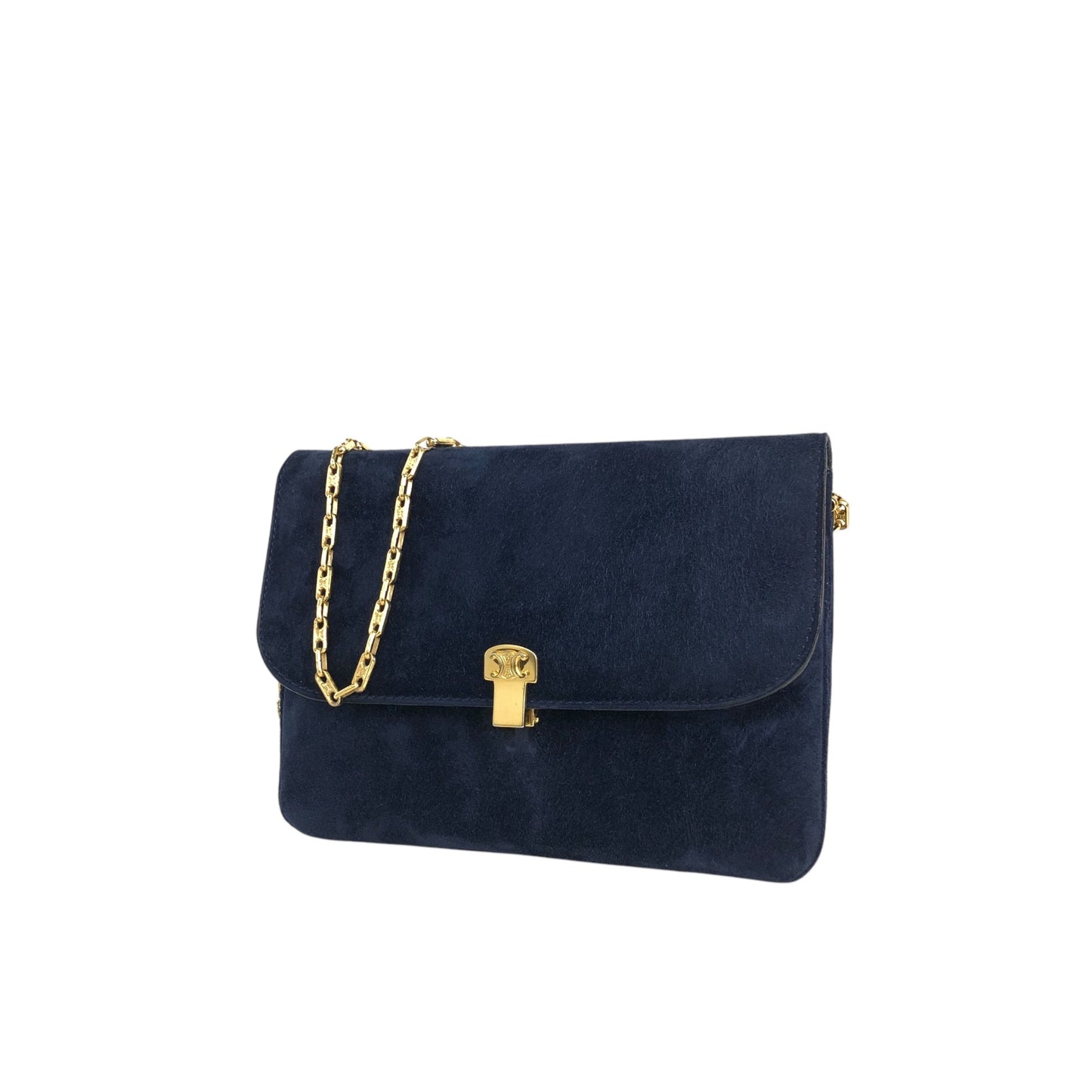 CELINE Blason Chain Shoulder bag Navy Vintage bppgsa