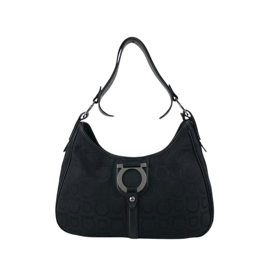 Salvatore Ferragamo Gancini Shoulder bag Black Vintage fxsbuf