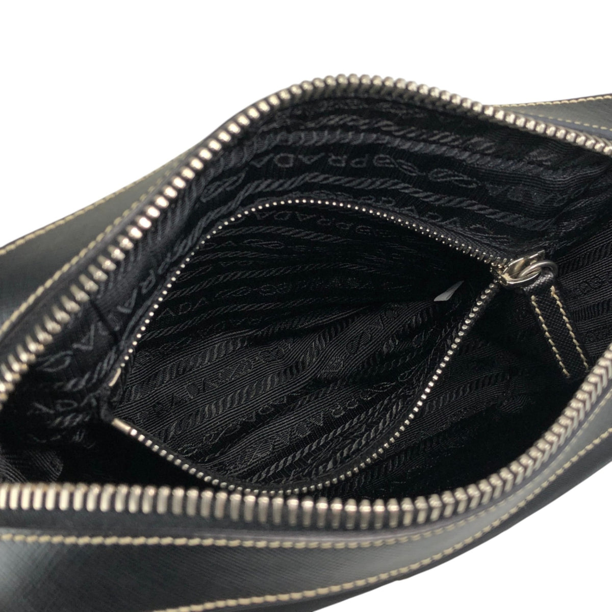PRADA Tessuto Triangle Logo Shoulder bag Black Vintage mshu7d