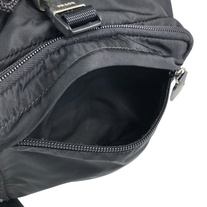 PRADA Tessuto Triangle Logo Front Buckle Backpack Black Vintage jmakxv