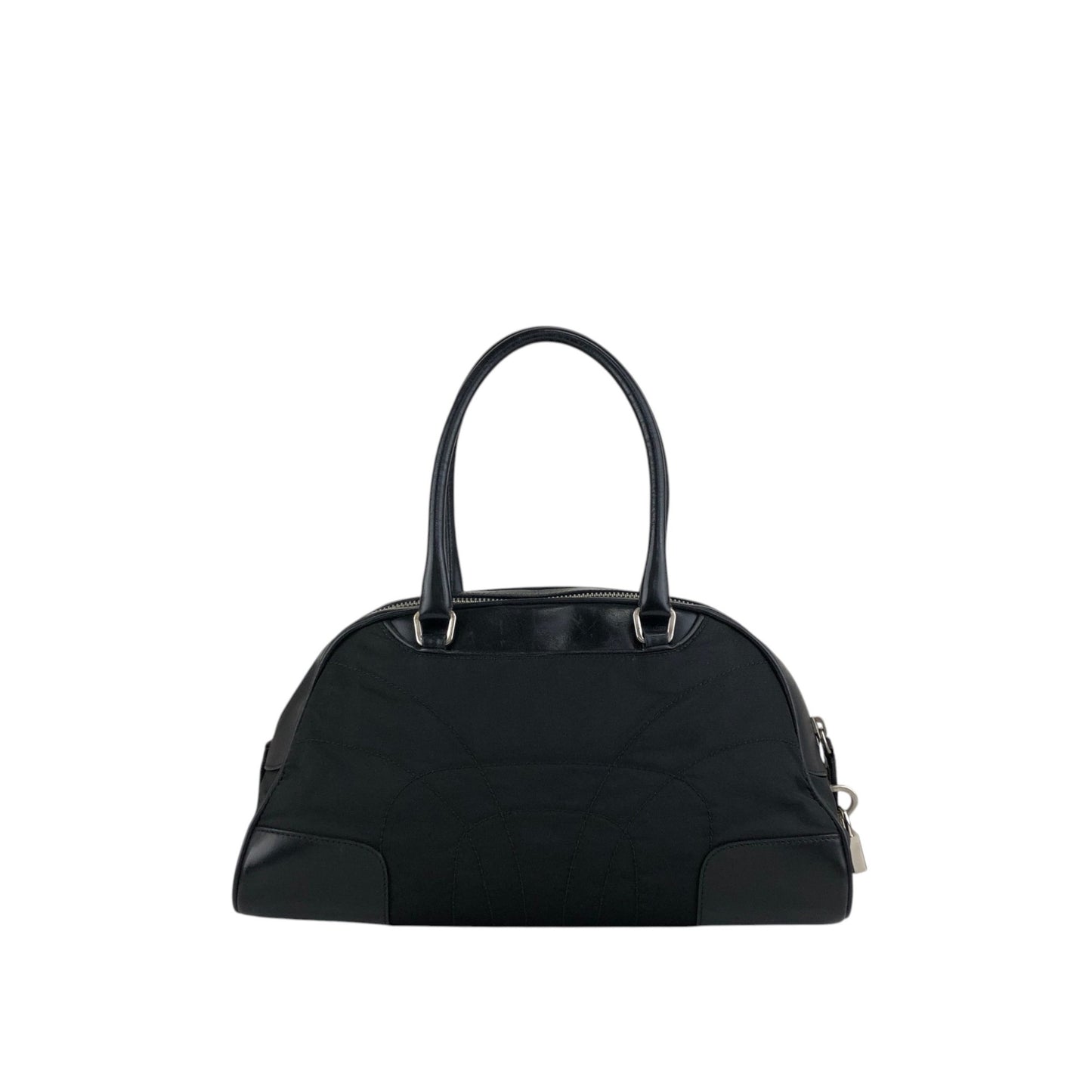 PRADA Triangle Logo Handbag Boston bag Black Vintage mh4xag