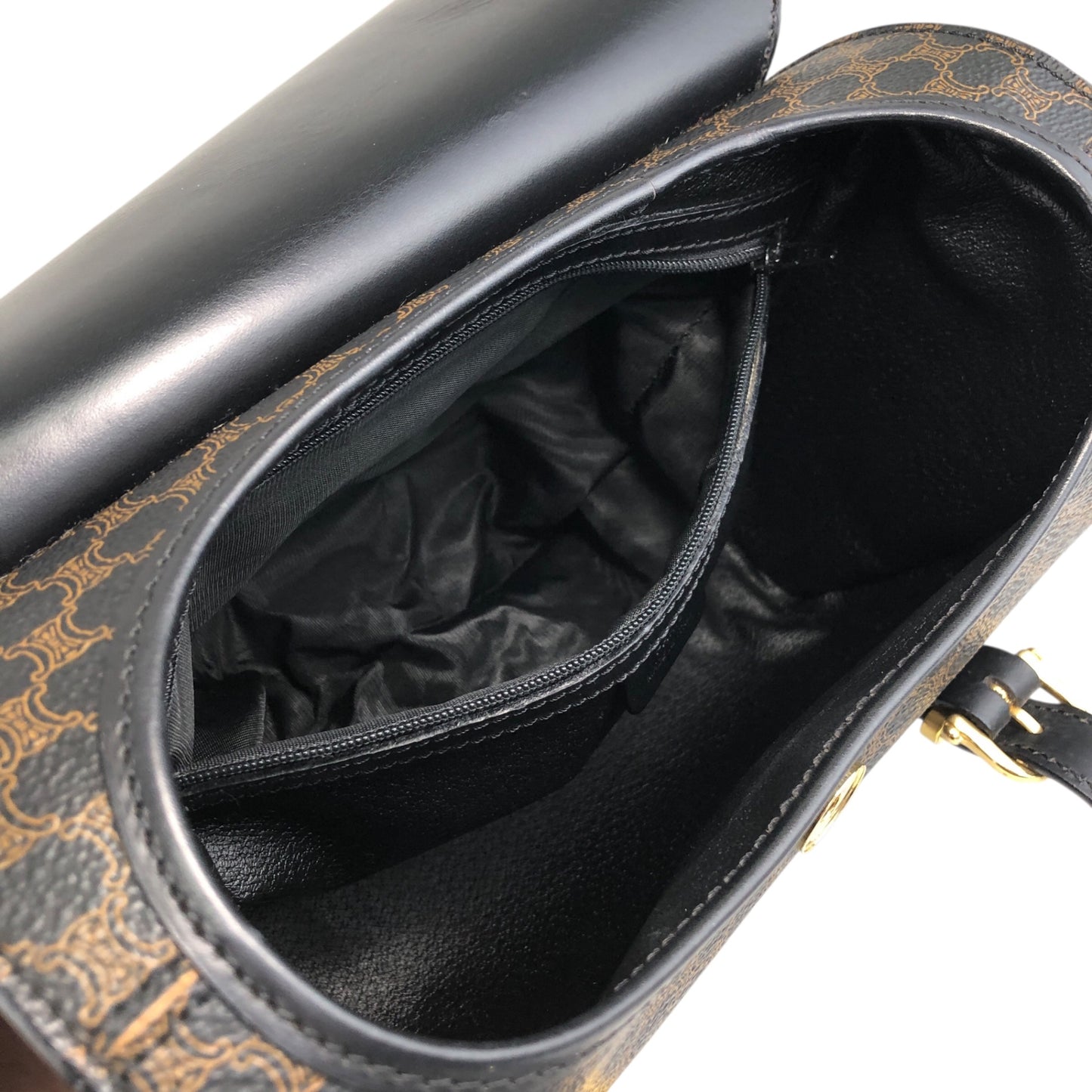 CELINE Macadam Handbag Vanity bag Black Vintage c64kav