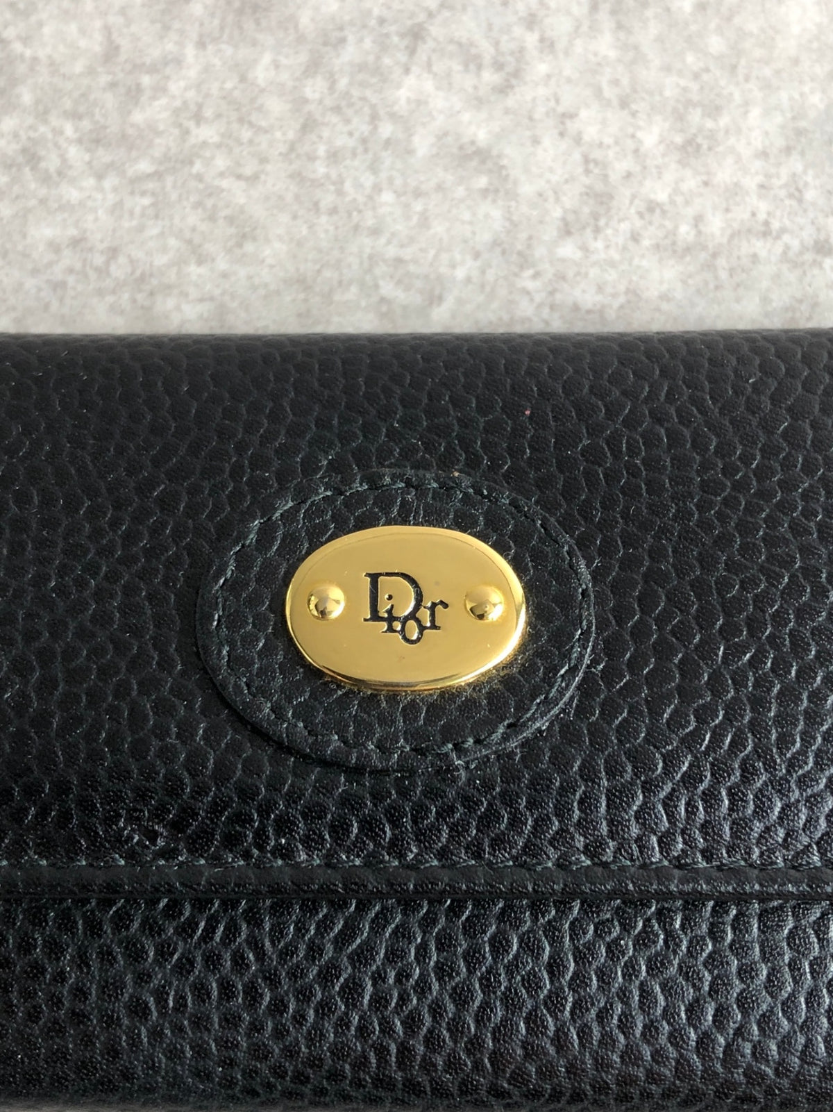 Christian Dior Logo Key Case Black Vintage jcym25
