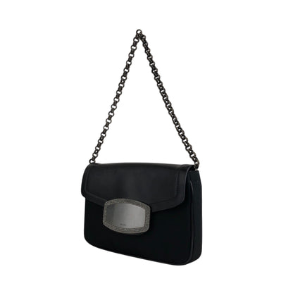 PRADA Logo Rhinestone Chain Handbags Black Vintage y8bzmh