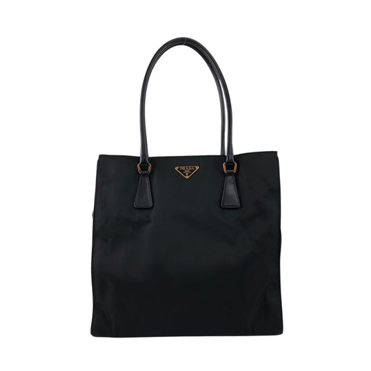 PRADA Tessuto Triangle Logo Totebag Black Vintage hp25fh