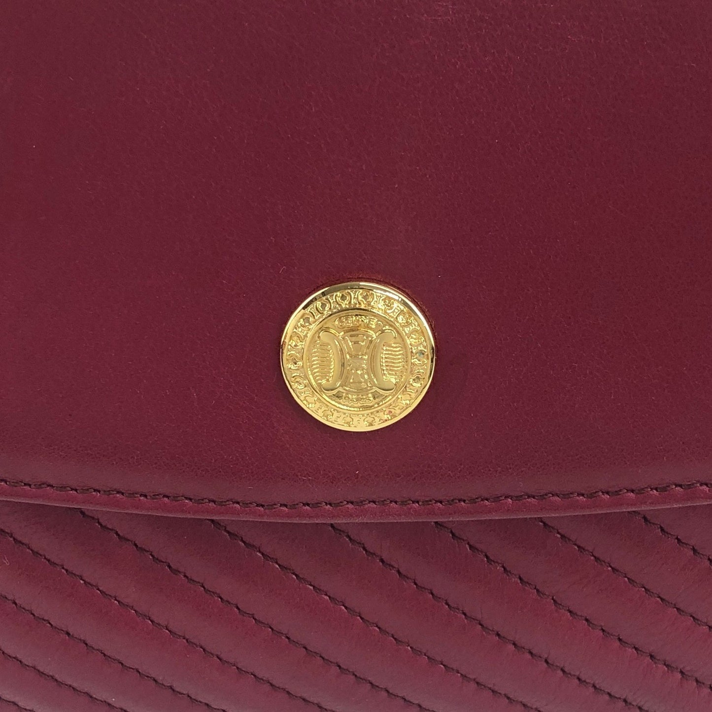 CELINE Blason Chain Shoulder bag Red Vintage vap3df