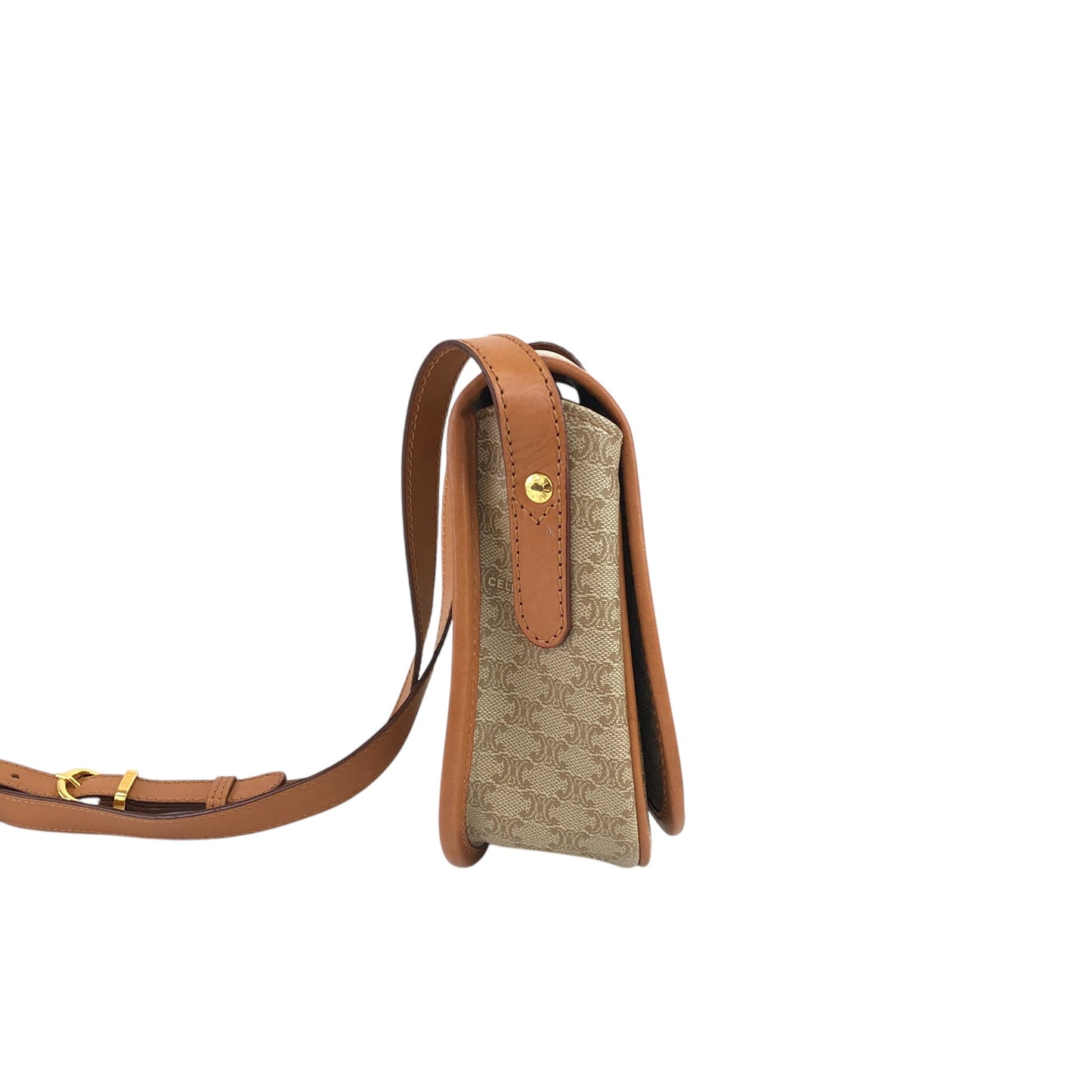 CELINE Macadam Front Buckle Shoulder bag Beige Vintage dw7z6k