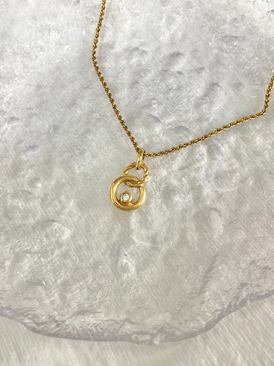 Christian Dior Rhinestone Necklace Gold Vintage fjhtzy