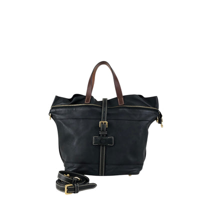 LOEWE Logo Front Buckle Two-way Handbag Shoulder bag Black Vintage pszdm6