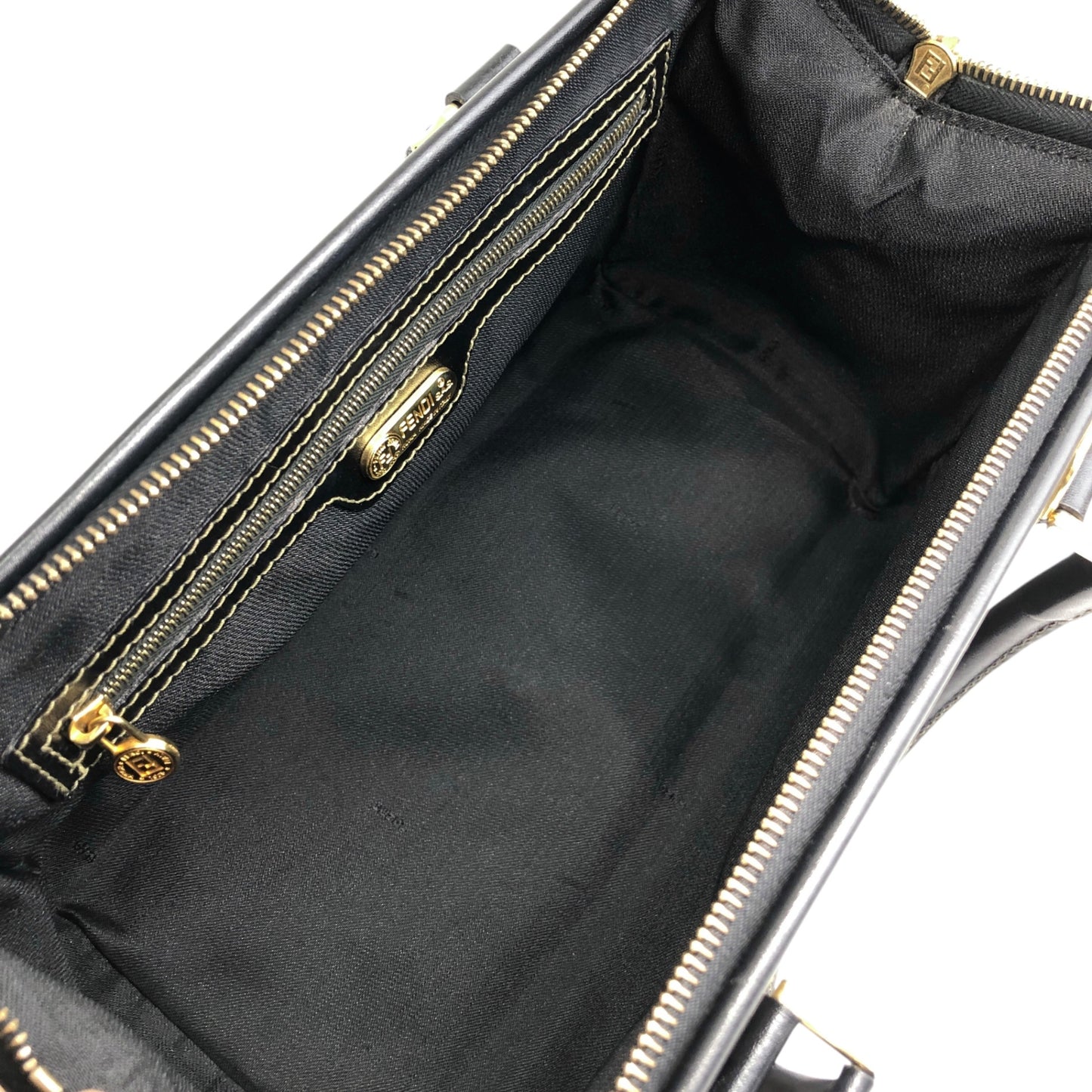 FENDI Logo Two-way Small Boston bag Shoulder bag Black Vintage 7hv23h