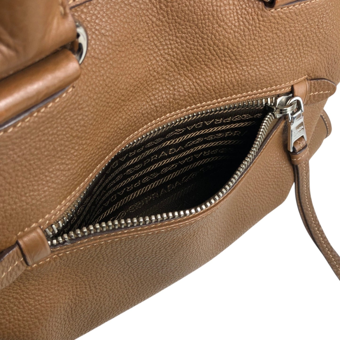 PRADA VITELLO PHENIX Two-way Handbag Shoulder bag Brown BL0805 Vintage 2rpjby