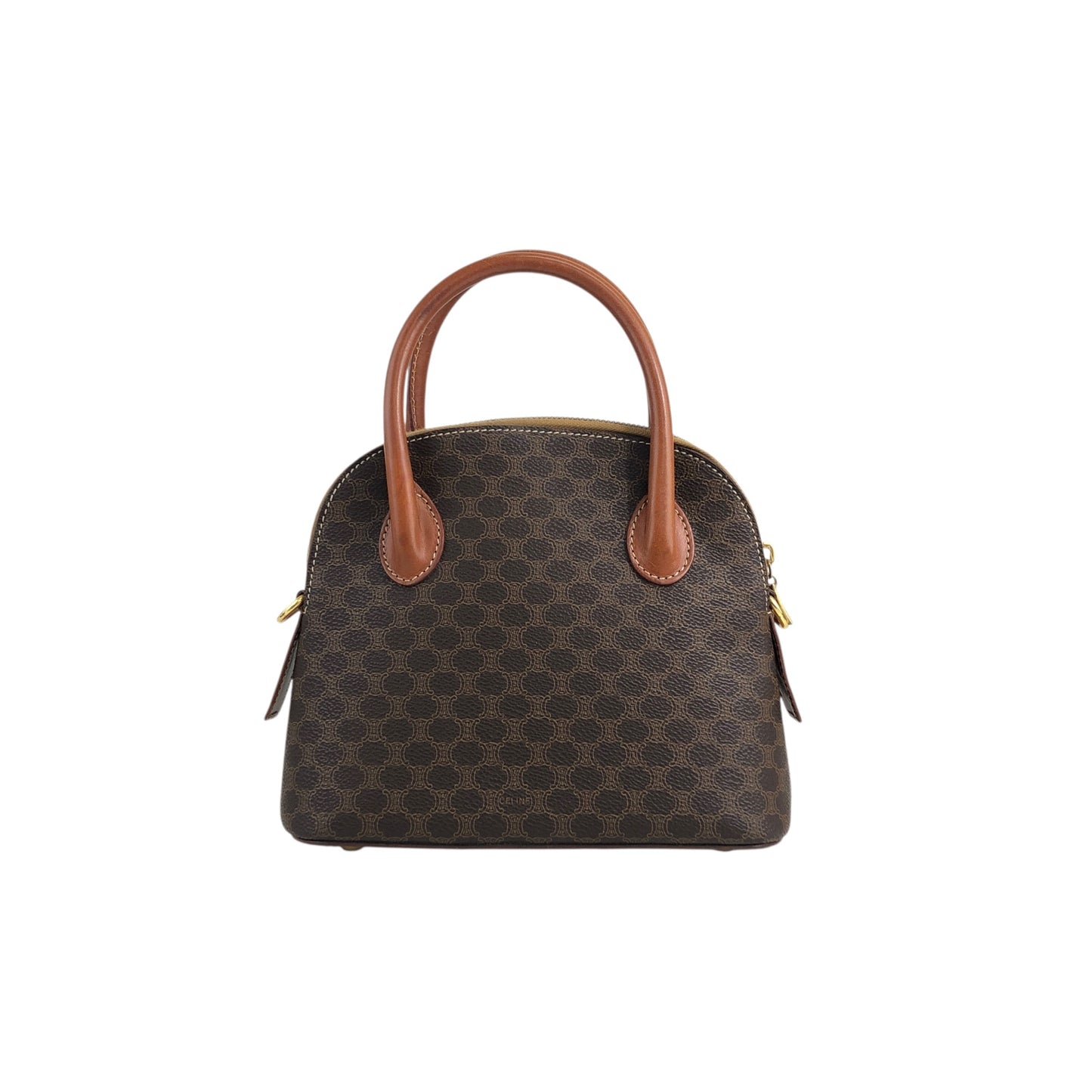 CELINE Macadam Two-way Handbag Shoulder bag Brown Vintage ie5eed