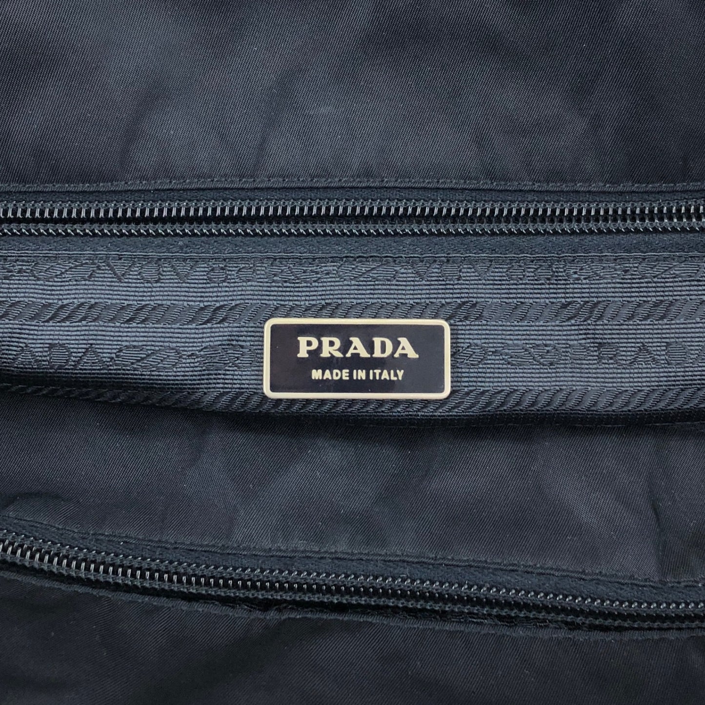 PRADA Tessuto Triangle Logo Double Pocket Totebag Navy Vintage 8ka5ea