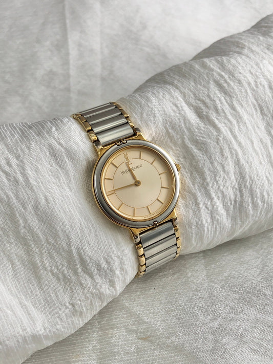 Yves Saint Laurent Quartz Watch Silver×Gold Vintage msfizj