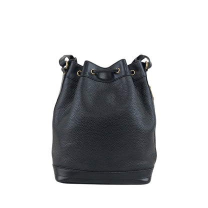 CELINE Gancini Drawstring Shoulder bag Black Vintage wya62f