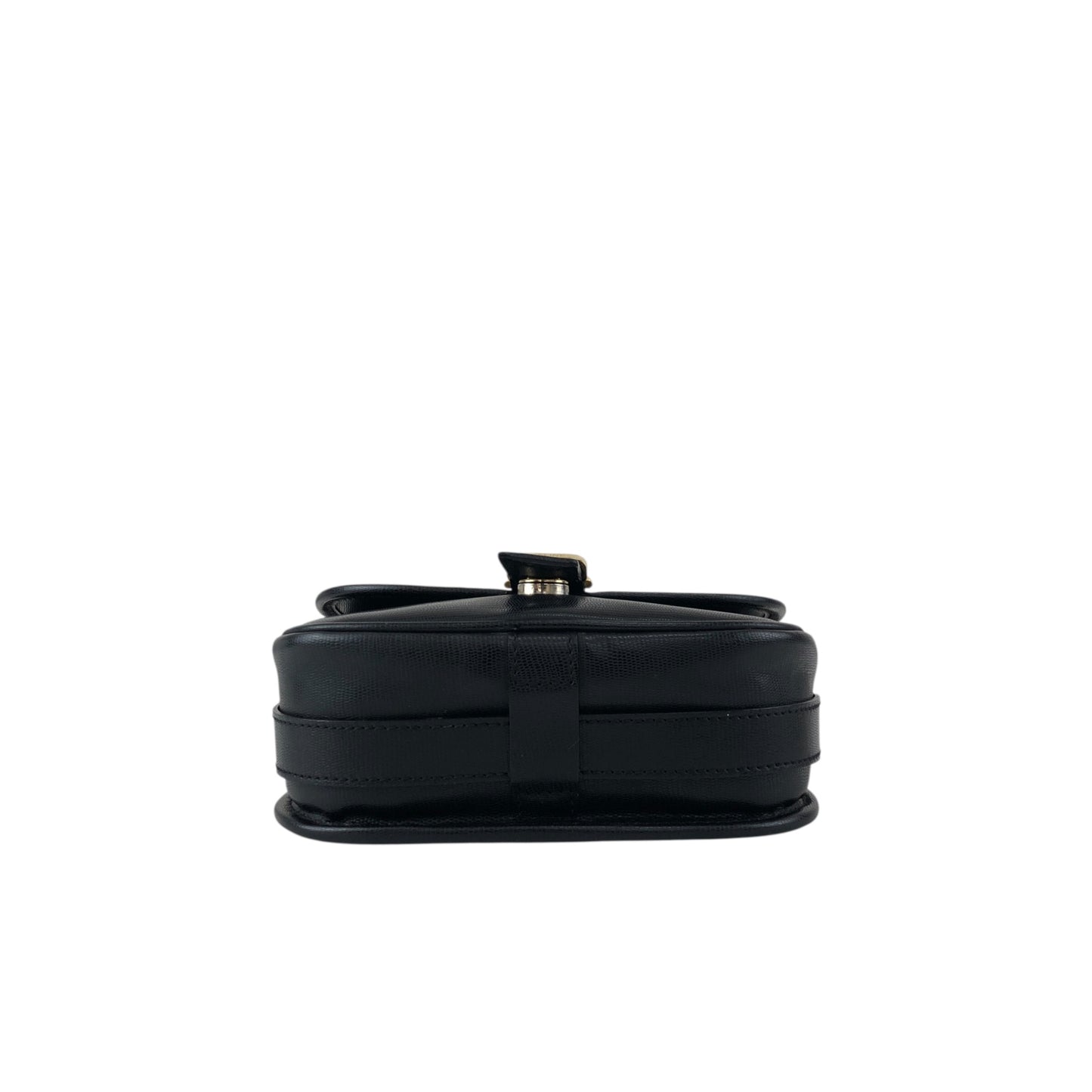 CELINE Front Buckle logo Charm Shoulder bag Black Vintage tpxej8