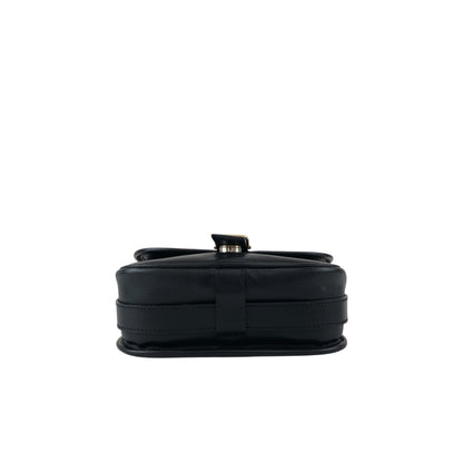 CELINE Front Buckle logo Charm Shoulder bag Black Vintage tpxej8