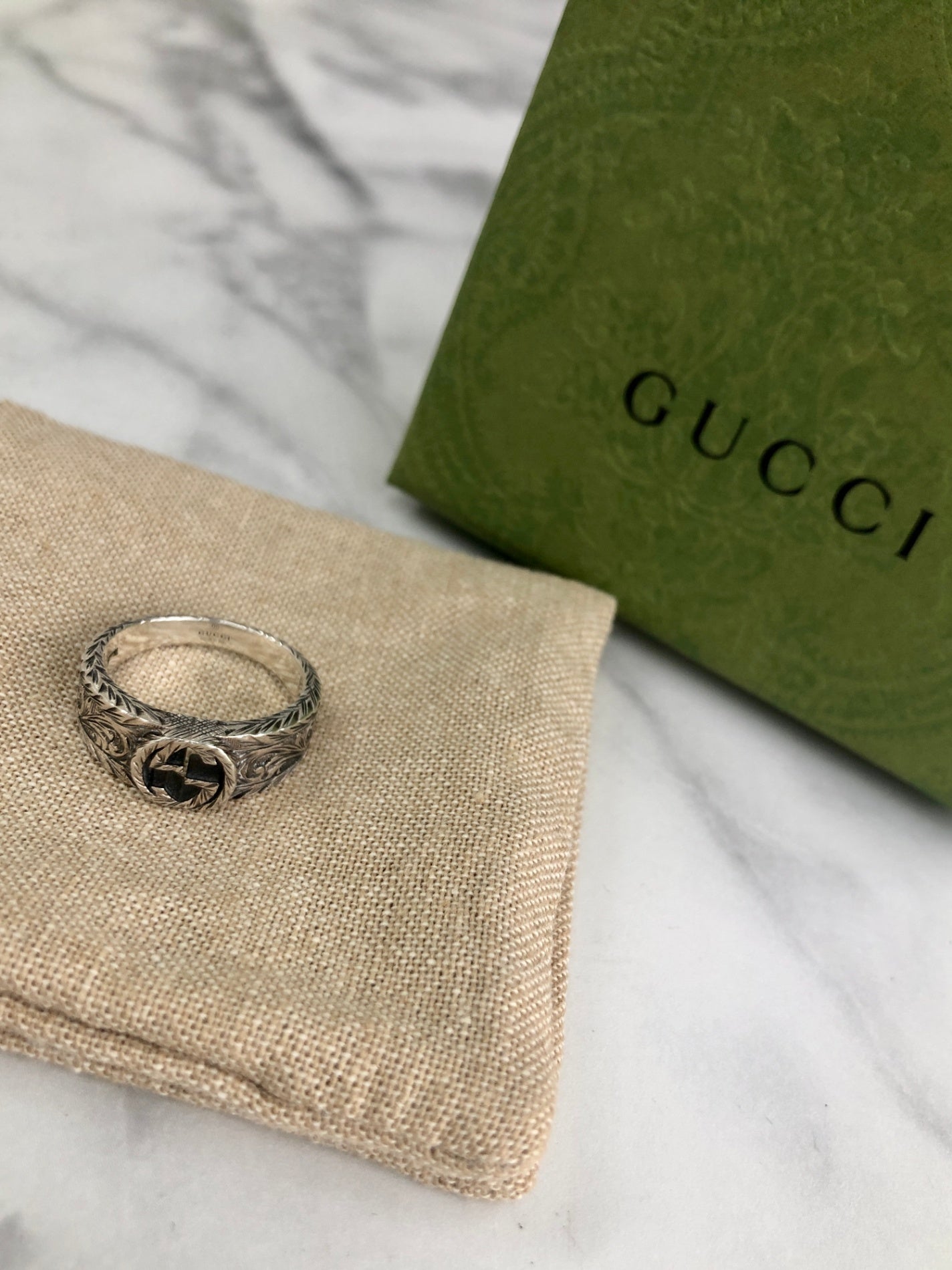 GUCCI Interlocking Ring Silver Vintage fk7c8s