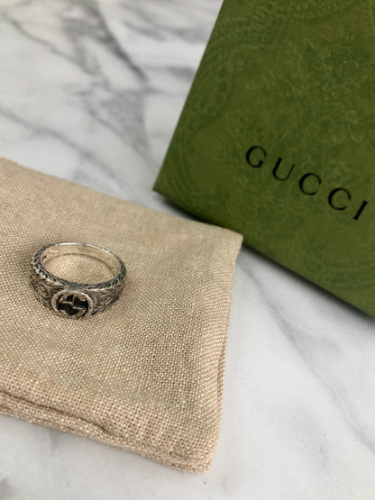 GUCCI Interlocking Ring Silver Vintage fk7c8s