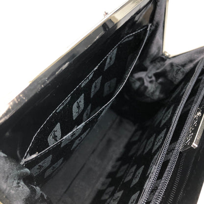 Yves Saint Laurent Metal Clasp Handbag Black Vintage km5h88