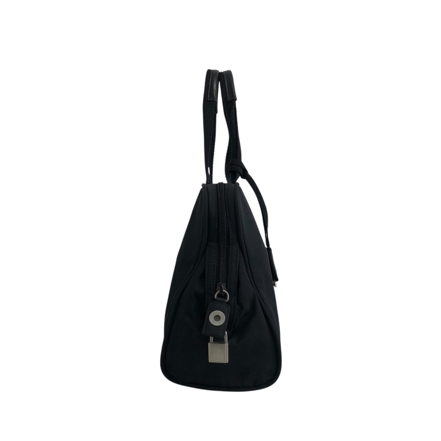 PRADA Triangle Logo Padlock Handbag Black Vintage n4a2rw