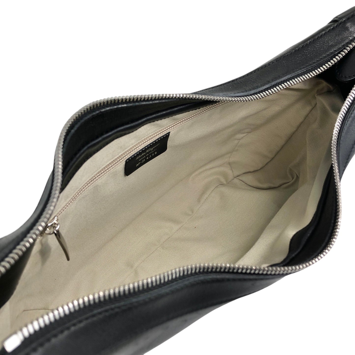 Salvatore Ferragamo Gancini Handbag Shoulder bag Black AF-21 4358 Vintage xn4ijj