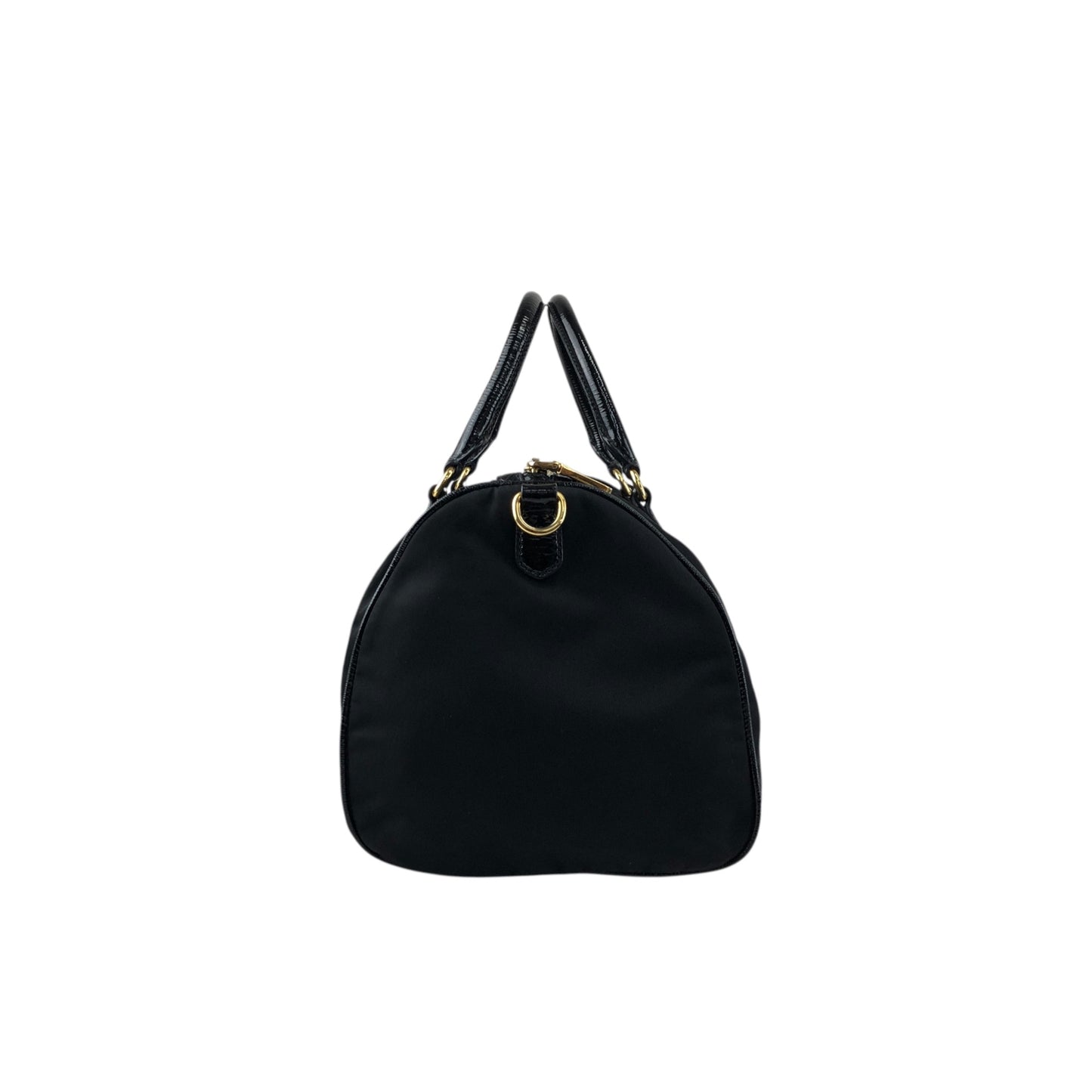 PRADA Logo Handbag Boston bag Black Vintage czrvv6