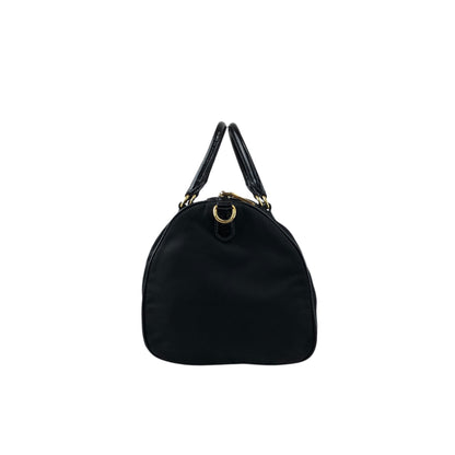 PRADA Logo Handbag Boston bag Black Vintage czrvv6