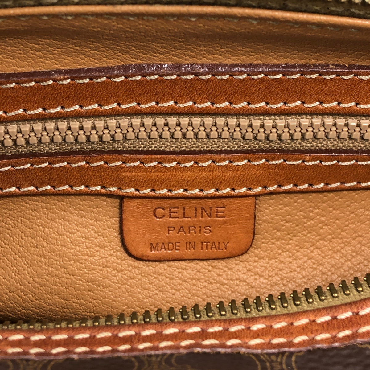 CELINE Macadam Blason Handbag Brown Vintage 4iwnzj