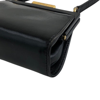 GUCCI Logo Metal Clasp Small Shoulder bag Black Vintage cepe4m